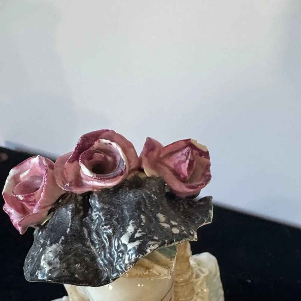 Vintage Cordey Ceramics Woman's Bust with Roses 10